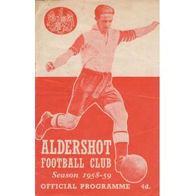 ALDERSHOT V GATESHEAD 1958-59 FOOTBALL PROGRAMME (RECORD LEAGUE WIN 8-1)
