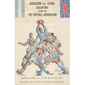 ARGENTINA V ENGLAND 1953 FOOTBALL PROGRAMME