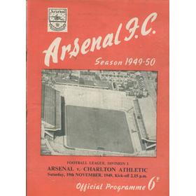 ARSENAL V CHARLTON ATHLETIC 1949-50 FOOTBALL PROGRAMME