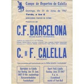 CALELLA V BARCELONA 1967 SPANISH FOOTBALL POSTER