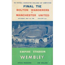 BOLTON WANDERERS V MANCHESTER UNITED 1958 (F.A. CUP FINAL) FOOTBALL PROGRAMME