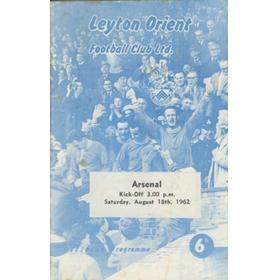 LEYTON ORIENT V ARSENAL 1962-63 FOOTBALL PROGRAMME