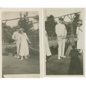 SUZANNE LENGLEN WITH FRANCIS FISHER (NEW ZEALAND) TENNIS PHOTOGRAPHS X2