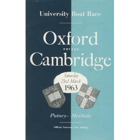 OXFORD V CAMBRIDGE  UNIVERSITY BOAT RACE 1963 ROWING PROGRAMME