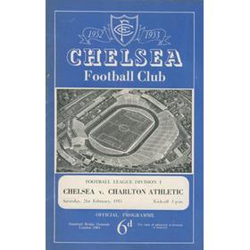 CHELSEA V CHARLTON ATHLETIC 1952-53 FOOTBALL PROGRAMME