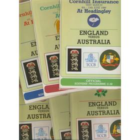 ENGLAND V AUSTRALIA 1989 CRICKET PROGRAMMES - ALL SIX TESTS & ONE DAY INTERNATIONALS (8 IN TOTAL)