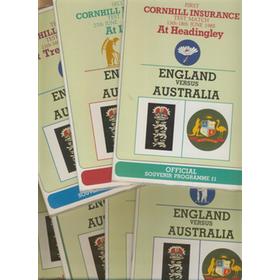 ENGLAND V AUSTRALIA 1985 CRICKET PROGRAMMES - ALL SIX TESTS