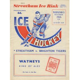 STREATHAM V BRIGHTON TIGERS 1950-51 ICE HOCKEY PROGRAMME