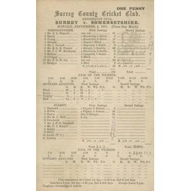 SURREY V SOMERSET 1911 CRICKET SCORECARD