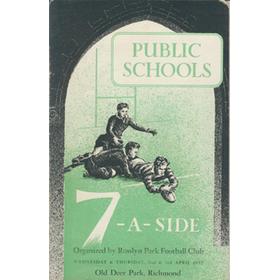PUBLIC SCHOOLS 7-A-SIDE 1952 RUGBY UNION PROGRAMME