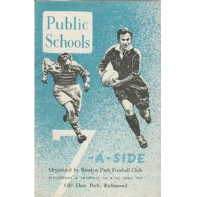 PUBLIC SCHOOLS 7-A-SIDE 1950 RUGBY UNION PROGRAMME