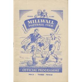 MILLWALL V BRISTOL ROVERS 1950-51 FOOTBALL PROGRAMME