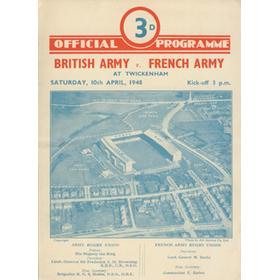 BRITISH ARMY V FRENCH ARMY 1948 RUGBY PROGRAMME