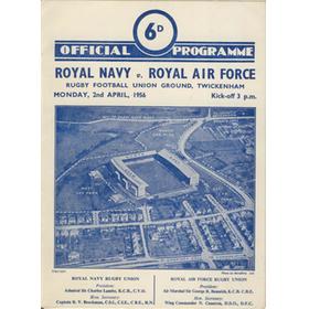 ROYAL NAVY V ROYAL AIR FORCE 1956 RUGBY PROGRAMME