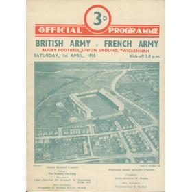 BRITISH ARMY V FRENCH ARMY 1950 RUGBY PROGRAMME