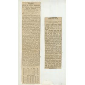 DEATH OF GEORGE LOHMANN (SURREY & ENGLAND) 1901 - 2 ORIGINAL CRICKET PRESS CUTTINGS