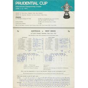AUSTRALIA V WEST INDIES 1975 (WORLD CUP FINAL) CRICKET SCORECARD
