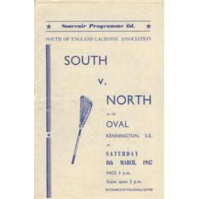 SOUTH V NORTH 1947 (THE OVAL) LACROSSE PROGRAMME