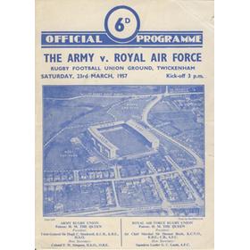 THE ARMY V THE ROYAL AIR FORCE 1957 RUGY PROGRAMME