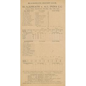 BLACKHEATH V INDIA 1932 CRICKET SCORECARD - NISSAR 6-11