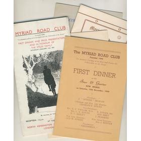 MYRIAD ROAD CLUB (WEST LONDON) DINNER MENUS 1949 - 1958