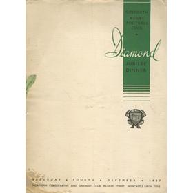 GOSFORTH RUGBY FOOTBALL CLUB DIAMOND JUBILEE DINNER 1937 MENU CARD