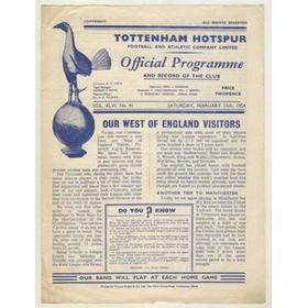 TOTTENHAM HOTSPUR RESERVES V PLYMOUTH ARGYLE RESERVES 1953-54 FOOTBALL PROGRAMME