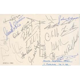 SOUTH AFRICA 1992 RUGBY AUTOGRAPHS