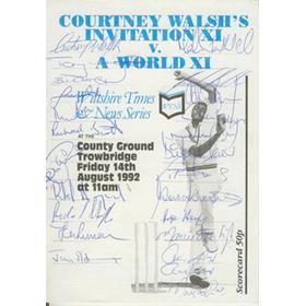 COURTNEY WALSH XI V REST OF WORLD XI 1992 SIGNED CRICKET SCORECARD