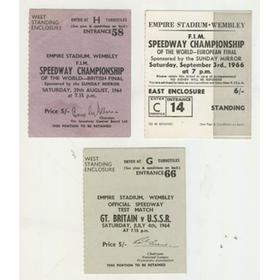 SPEEDWAY TICKET STUBS 1964-66 (EMPIRE STADIUM, WEMBLEY) - 3 IN TOTAL