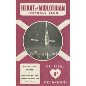 HEARTS V DUNFERMLINE ATHLETIC 1958-59 FOOTBALL PROGRAMME