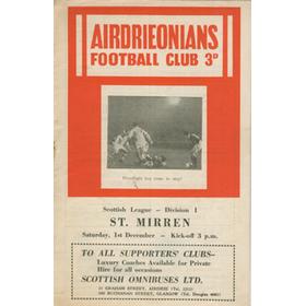 AIRDRIEONIANS V ST. MIRREN 1962-63 FOOTBALL PROGRAMME