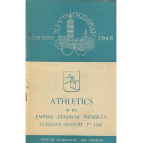 LONDON OLYMPICS 1948 - 3RD AUGUST ATHLETICS PROGRAMME