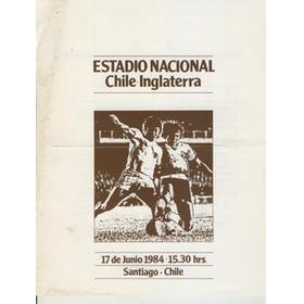 CHILE V ENGLAND 1984 FOOTBALL PROGRAMME