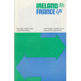IRELAND V FRANCE 1973 RUGBY PROGRAMME