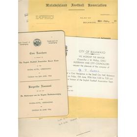ENGLISH FA TOUR OF SOUTH AFRICA AND RHODESIA 1956 - ASSORTED MEMORABILIA FROM THE COLLECTION OF PETER HARRIS