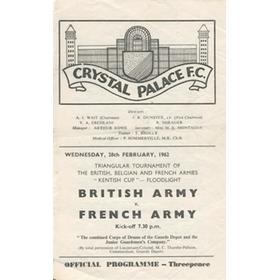 BRITISH ARMY V FRENCH ARMY 1962 (KENTISH CUP) FOOTBALL PROGRAMME
