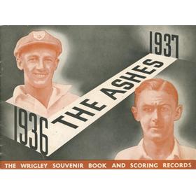 THE ASHES 1936-37 - WRIGLEY SOUVENIR BOOK AND SCORING RECORDS