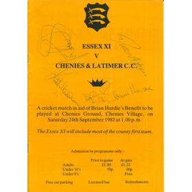 ESSEX XI V CHENIES & LATIMER C.C. 1983 CRICKET PROGRAMME (BRIAN HARDIE BENEFIT)