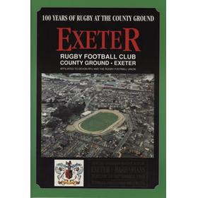EXETER RUGBY FOOTBALL CLUB V BARBARIANS 1993 - SOUVENIR PROGRAMME, 100 YEARS AT THE COUNTY GROUND