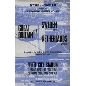 GREAT BRITAIN V SWEDEN (MEN) & NETHERLANDS (WOMEN) 1963 ATHLETICS PROGRAMME