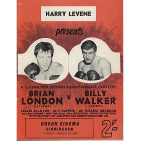 BRIAN LONDON V BILLY WALKER 1965 BOXING PROGRAMME
