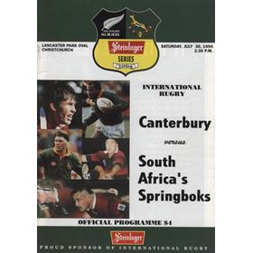 CANTERBURY V SOUTH AFRICA 1994 RUGBY PROGRAMME