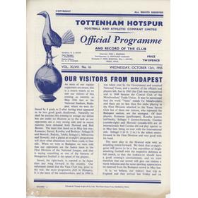 TOTTENHAM HOTSPUR V F.C. VASAS (HUNGARY) 1955-56 FOOTBALL PROGRAMME