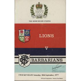 BARBARIANS V BRITISH LIONS 1977 RUGBY PROGRAMME