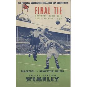 1951 FA Cup Poster of Programme Blackpool Newcastle 