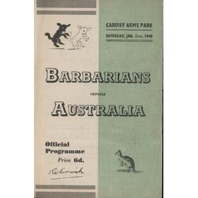 BARBARIANS V AUSTRALIA 1948 RUGBY PROGRAMME