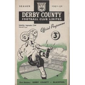 DERBY COUNTY V BLACKPOOL 1951-52 FOOTBALL PROGRAMME