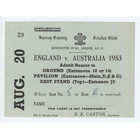 ENGLAND V AUSTRALIA 1953 (OVAL) CRICKET TICKET
