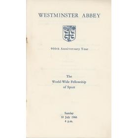 1966 WORLD CUP SERVICE AT WESTMINSTER ABBEY - THE WORLD-WIDE FELLOWSHIP OF SPORT